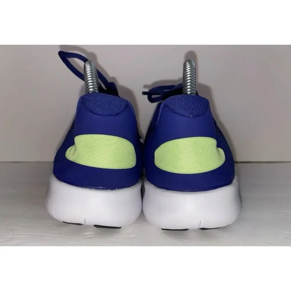 Nike Free Blue White Swoosh Lime Green Sz 7 Youth Wmn 8-8.5 Equivalent Sneakers